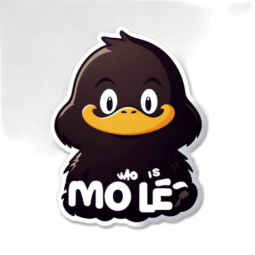 Sticker met een silhouet van een mysterieuze figuur en de tekst 'Wie is de Mol?' in een spannende lettertype