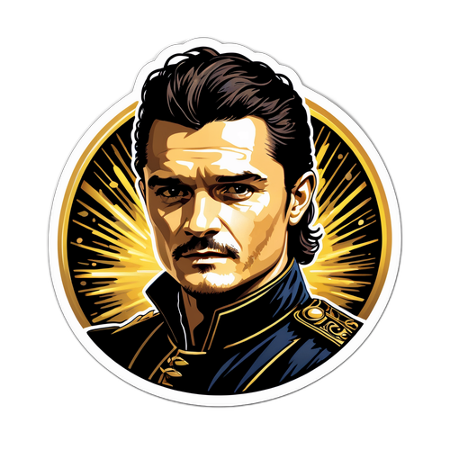 Un autocollant mettant en vedette Orlando Bloom dans un rôle fantastique emblématique