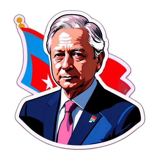 Минималистичное портретное изображение премьер-министра на фоне национального флага