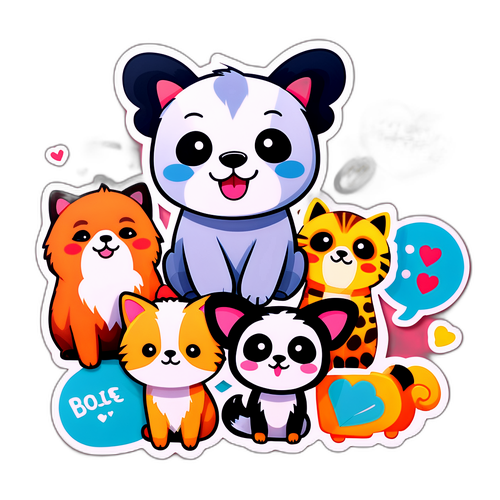 Sticker ya Wanyama Wadogo Wanaofurahisha