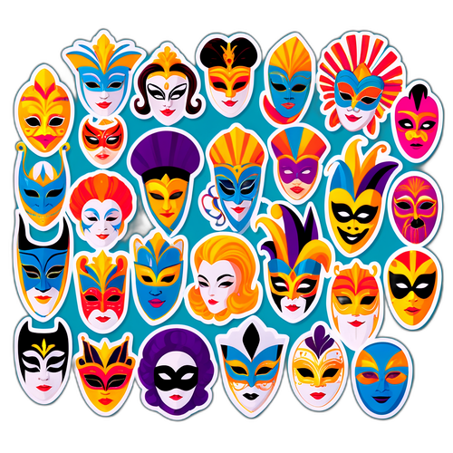 Artystyczne naklejki z maskami teatralnymi