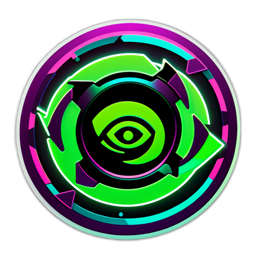 Neon színű NVIDIA logó technológiai mintázattal