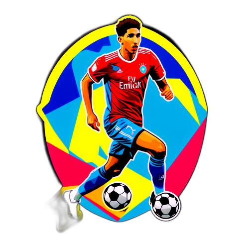 A stylisert silhuett av Achraf Hakimi