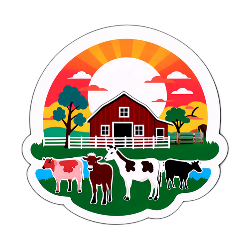 Idylla rancza ze wschodem słońca