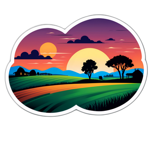 Paesaggio sereno della Pianura Padana al crepuscolo