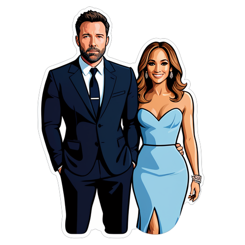 Elskelige Cartoon-Sticker: Ben Affleck og Jennifer Lopez i En Romantisk Sødhed!