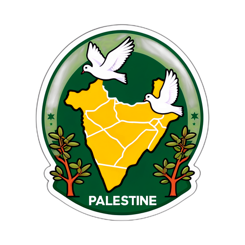 Carte de la Palestine avec symboles de paix