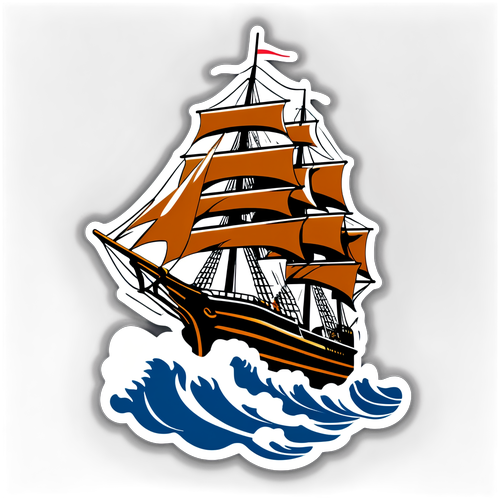 Diseño de un barco naval del Almirante Brown navegando a través de las olas