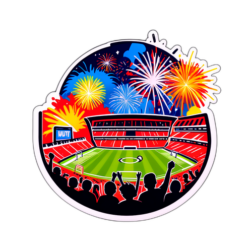 Trendy sticker med MUTV-logo i fodboldstadion