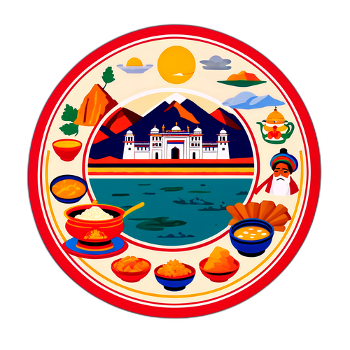 लेह लद्दाख की संस्कृति, स्थानीय भोजन और पारंपरिक कलाकृतियों का आकर्षक यात्रा स्टीकर