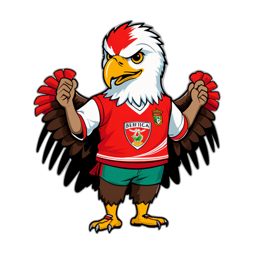 En charmerende klistermærke af Benficas maskot, ørnen