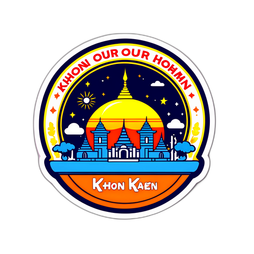 สติกเกอร์ขอนแก่น แสดงถึงการเติบโต พร้อมข้อความ "ขอนแก่นคือบ้านของเรา"