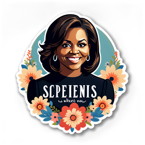 Classy Sticker of Michelle Obama with Inspirational Quote