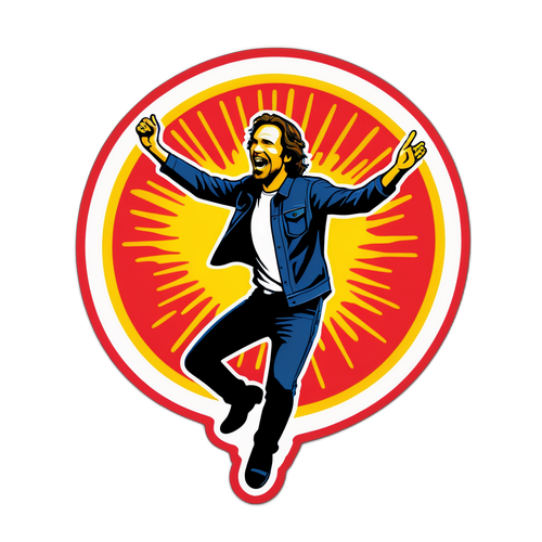 Sticker die de energie van Pearl Jam in een concertsetting vertegenwoordigt