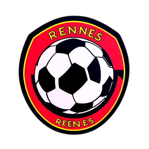 Desain Stiker Tim Rennes dengan Warna Cerah dan Bola Sepak