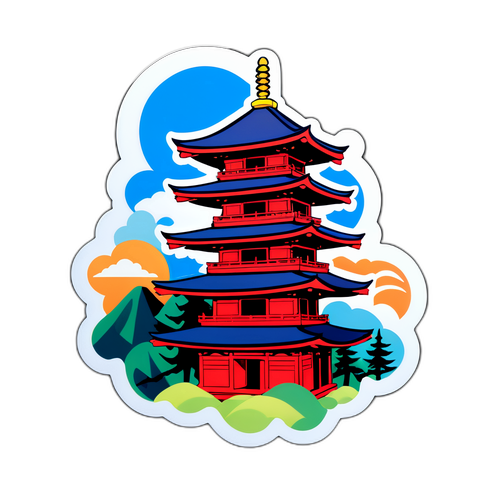 일본 설탕 지붕 사원을 모티브로 한 스티커