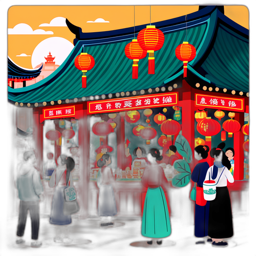 传统春节庙会热闹场景