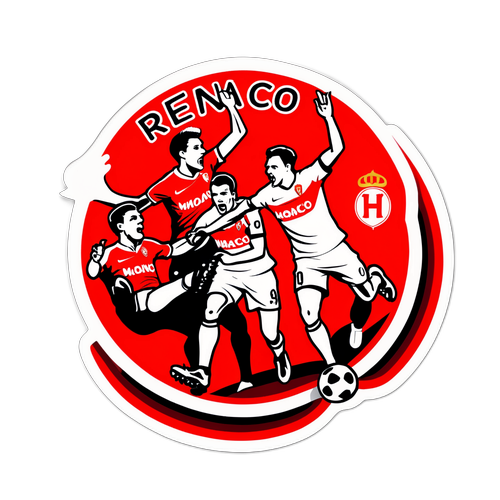 Sticker van de spannende wedstrijd tussen Monaco en Rennes
