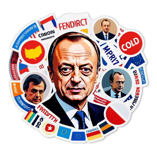 Ein dynamisches Collage von Friedrich Merz im politischen Kontext