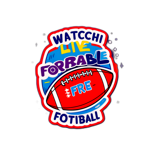 สติกเกอร์ฟุตบอลที่สนุกสนานแสดงข้อความ 'ดูฟุตบอลสดฟรี'