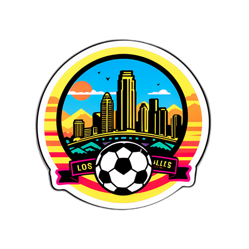 Iconica Skyline di Los Angeles con Palla da Calcio