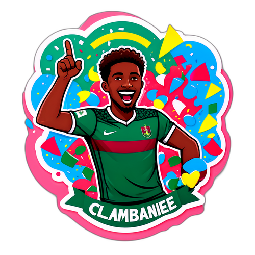 Sticker vesel ilustrând o celebratie de gol
