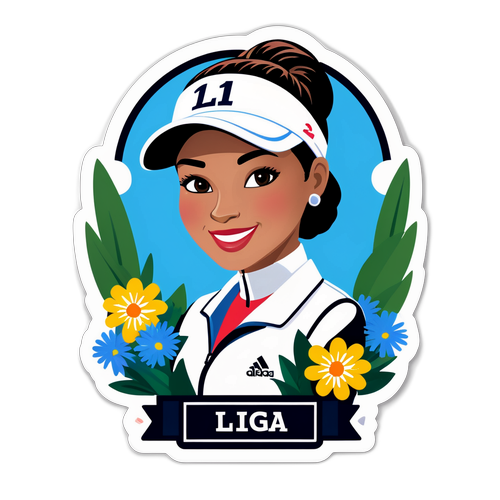 สติกเกอร์น่ารักที่มีหมายเลขหนึ่ง LPGA พร้อมชื่อและช่อดอกไม้สวยงาม