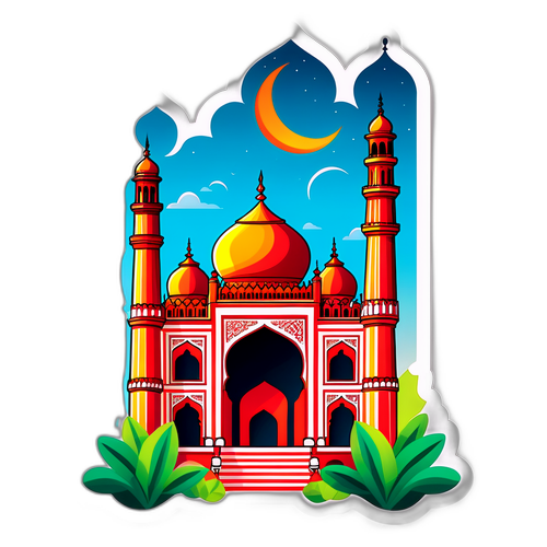 लखनऊ के प्रतिष्ठित स्मारकों का रंगीन स्टिकर