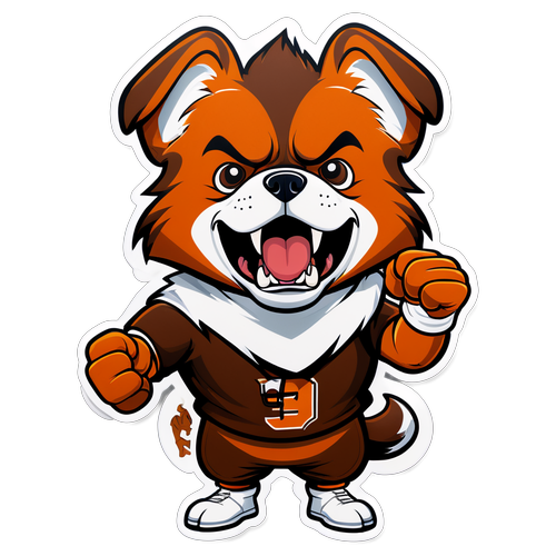 Fierce Dog Mascot Sticker for Browns Fans