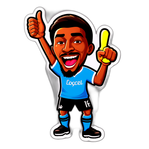 מדבקת אוהד כדורגל עם אצבע גדולה