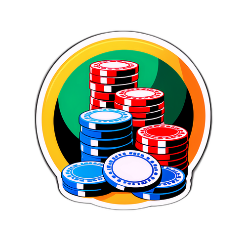 Autocollant de Pile de Jetons de Poker