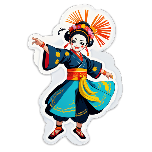 岐阜市大垣祭の伝統的な踊りを踊るキャラクター