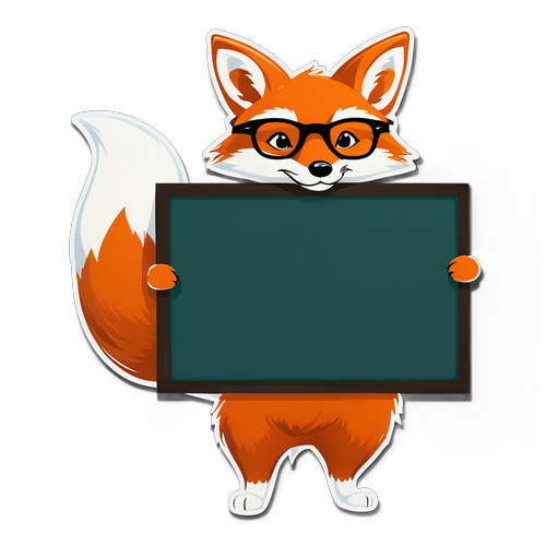 聪明的狐狸戴着时尚眼镜写黑板