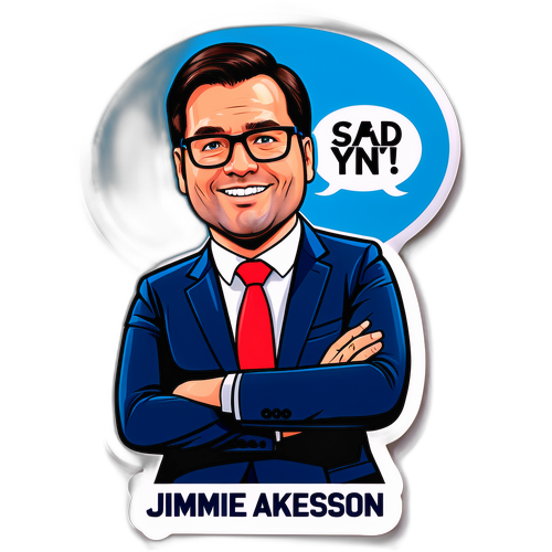 Karikatyr av Jimmie Åkesson i en politisk debatt