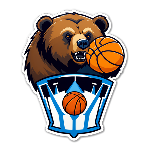 Disenyong Sticker ng Grizzly Bear at Basketball