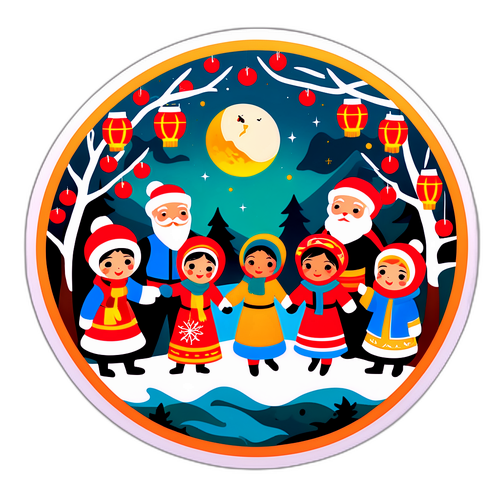 冬至团圆的传统文化贴纸