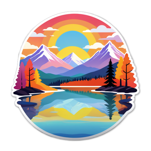 Sunset Mountain Serenity Sticker