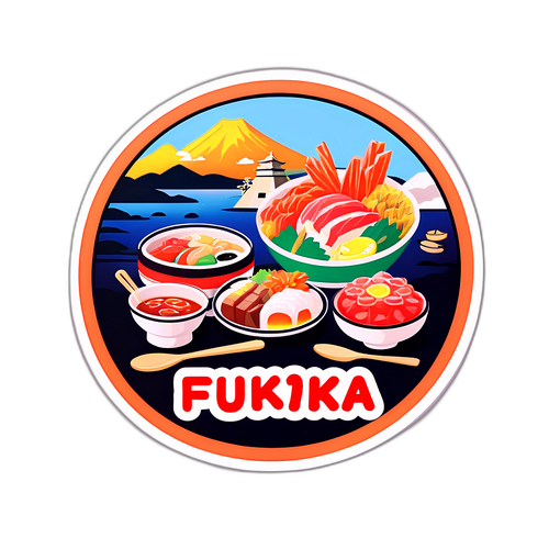 福岡の特産品を紹介するステッカー