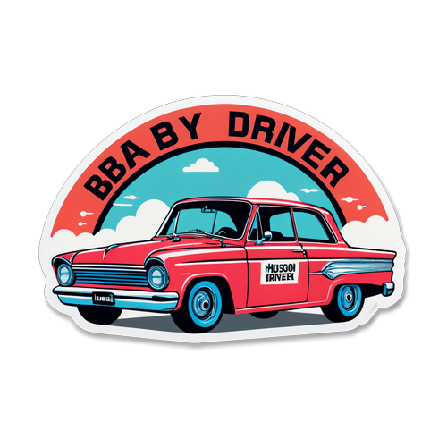 Sticker ng 'Baby Driver' na may Sasakyan