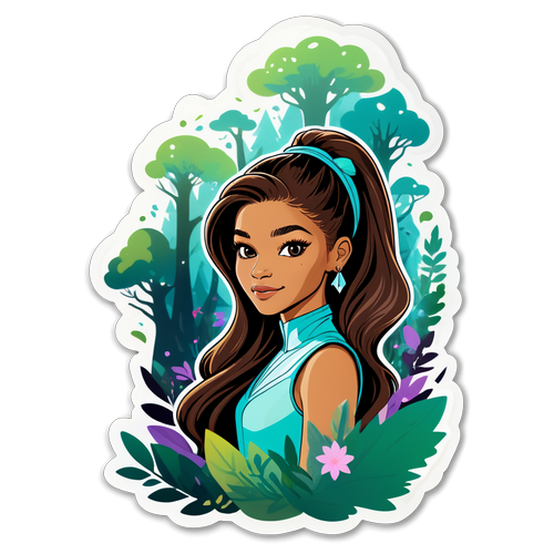 Adesivo artistico di Zendaya in una foresta incantata