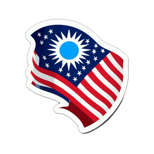 Diseño de una pegatina que fusiona la bandera de Estados Unidos y la de Uruguay