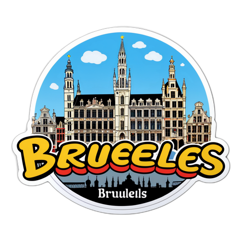Sticker met 'Bruxelles' in cursieve lettertype