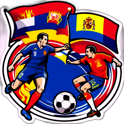 Stilisierter Fußballvergleich zwischen Spanien und Frankreich