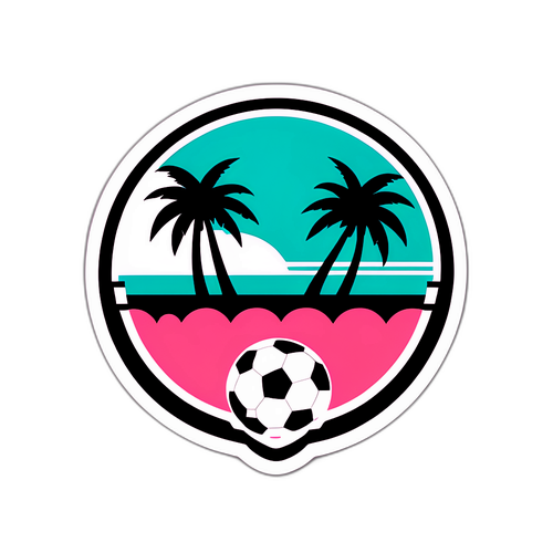 Stiker Logo Inter Miami dengan Elemen Tropis