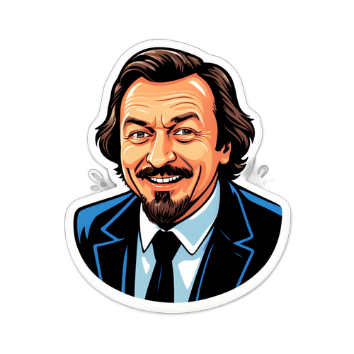 Наклейка з Євгеном Кошовим у комедійній ситуації