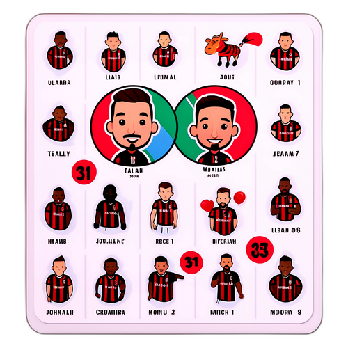 Adesivo calendariere giocoso per l'AC Milan