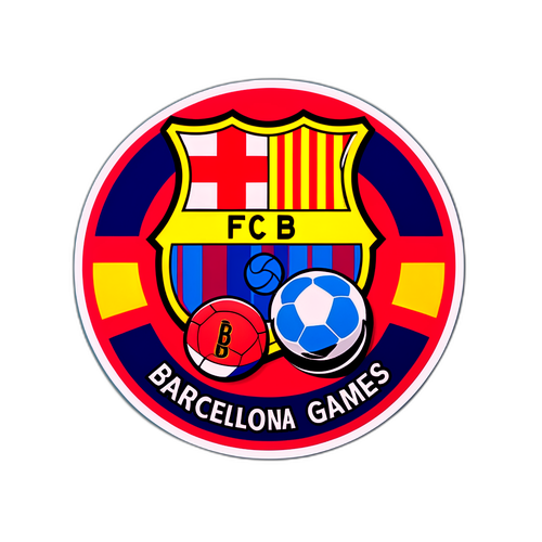 Наклейка с стадионом и мячами, посвященная матчам Барселоны