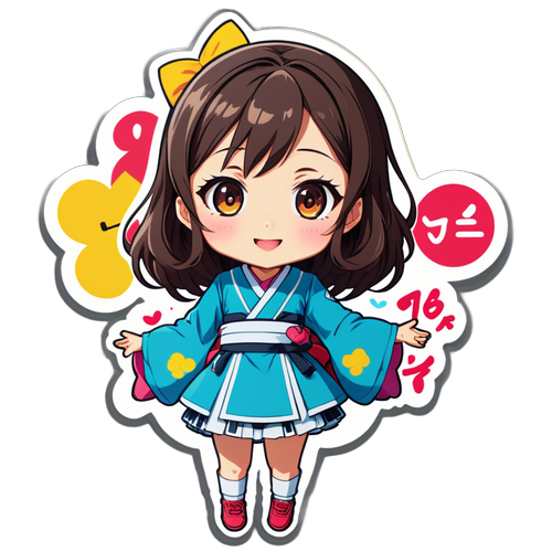 かわいいアニメスタイルのキャラクターのメッセージ