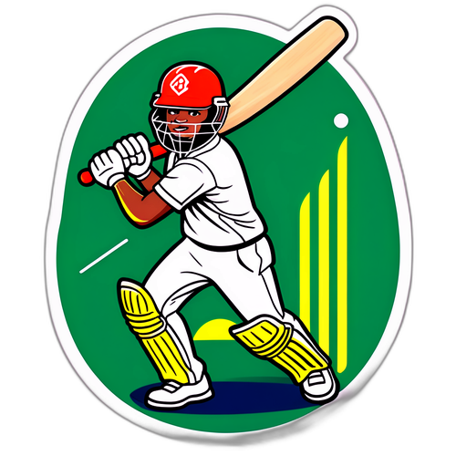 Stiker Gaya Kartun Kyle Mayers Memukul Bola Kriket