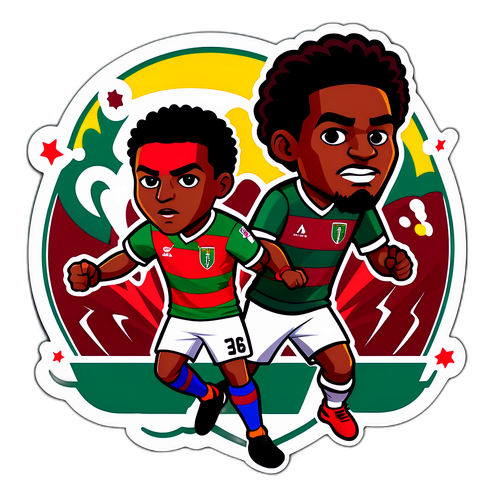 Fluminense ve Bahia Arasındaki Mücadeleyi Temsil Eden Karikatür Sticker
